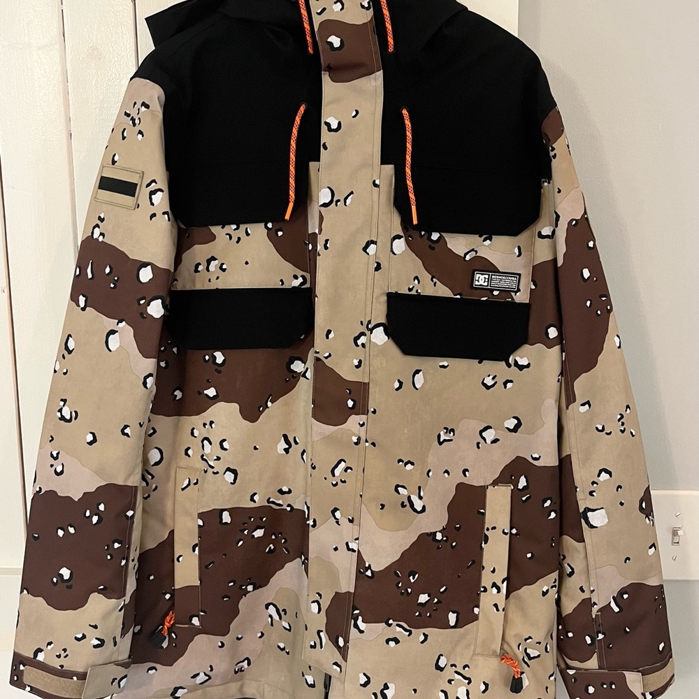 DC Brown and Black Ski Jacket with Tactical Design